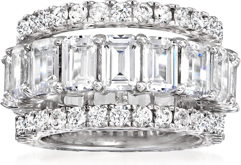 Ross-Simons 11.65 ct. t.w. CZ Jewelry Set: 3 Eternity Bands in Sterling Silver | Amazon (US)
