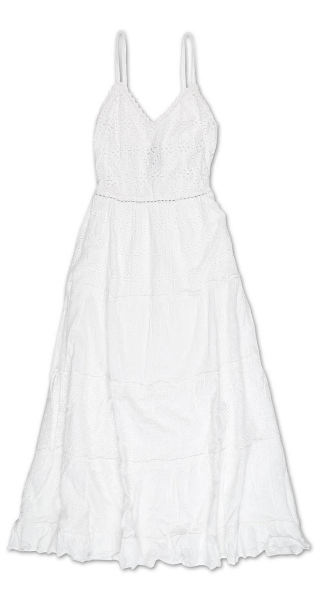 Women's Tiered Eyelet Maxi Dress - White-White-2074818678210   | Burkes Outlet | bealls