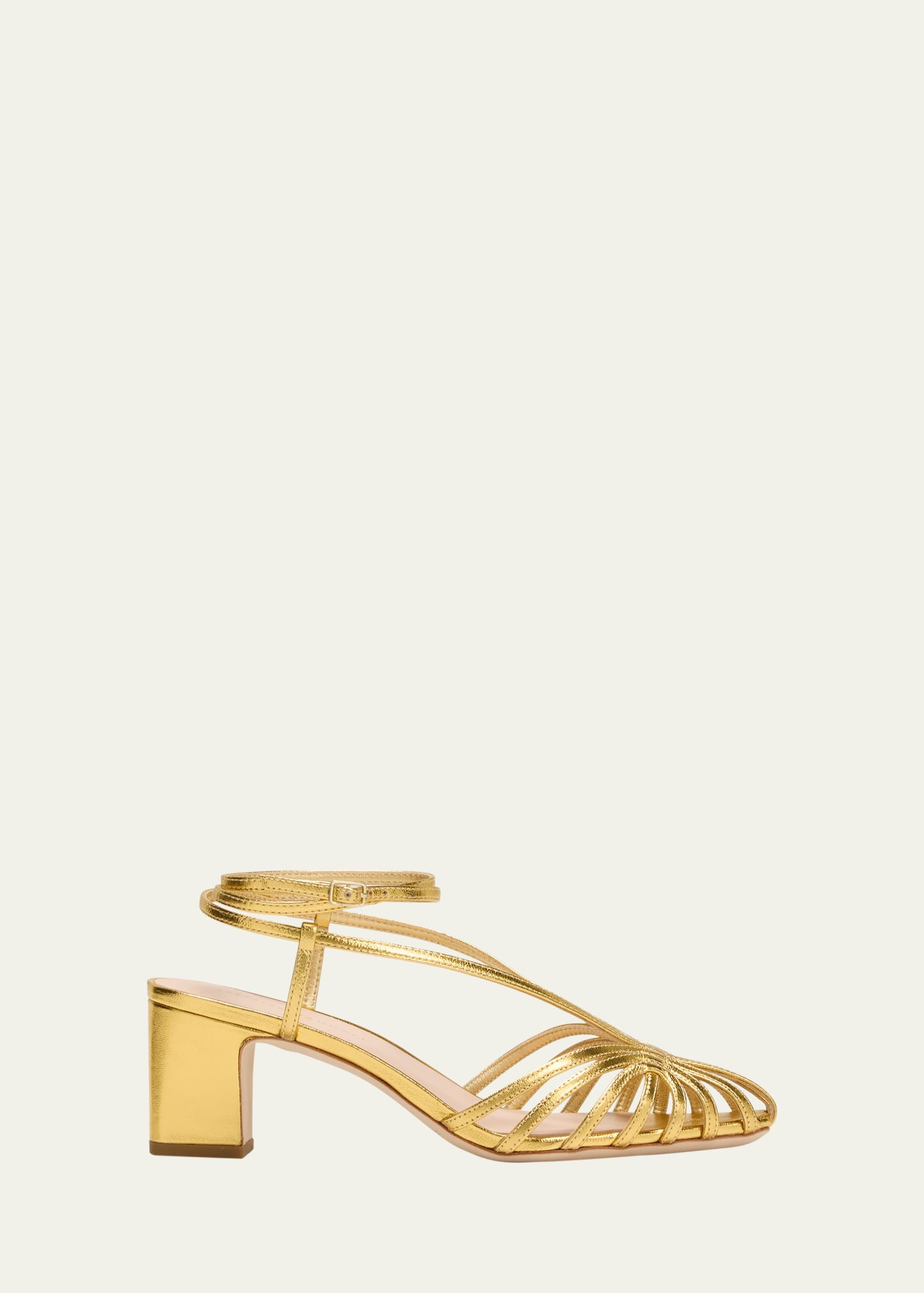 Loeffler Randall Livvy Metallic Caged Ankle-Strap Pumps | Bergdorf Goodman