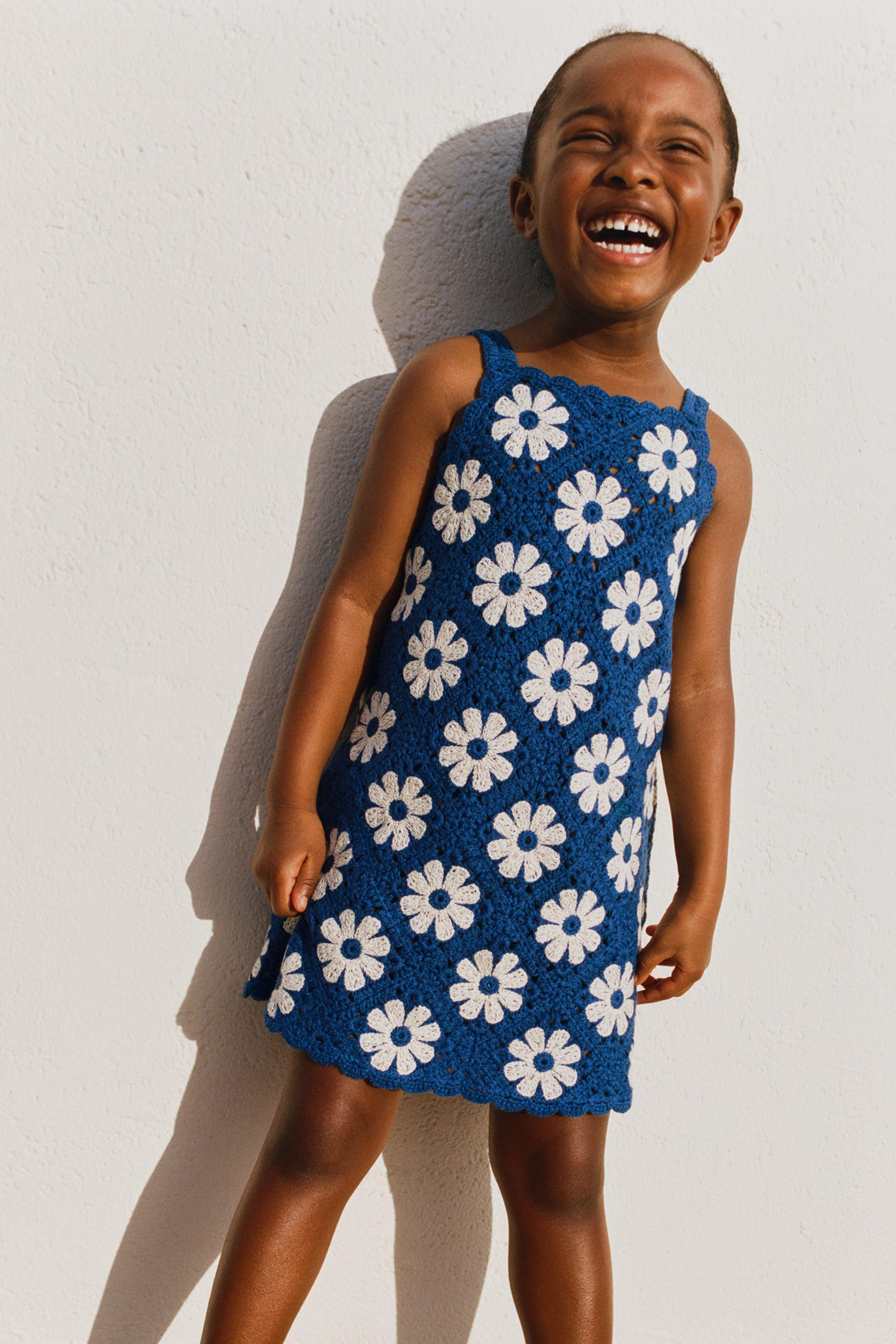 Sleeveless round neck dress. Crochet flower detail. | Zara US