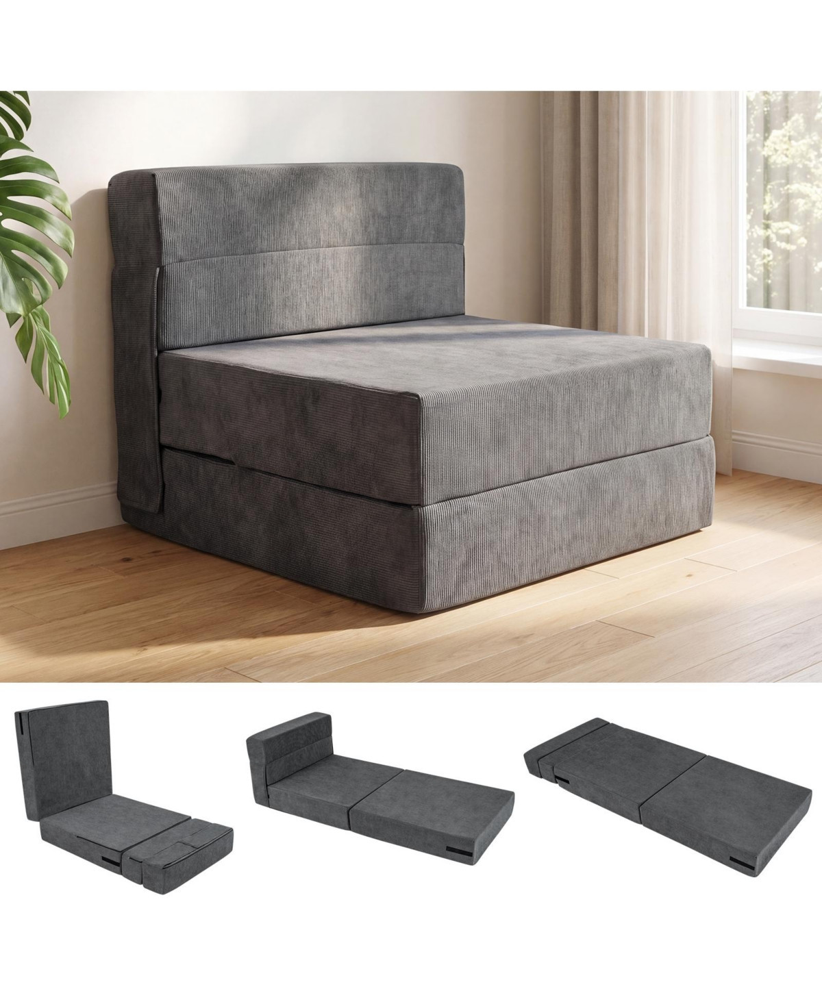 Costway 4-in-1 Folding Sofa Bed, Convertible Sleeper Chair for Adults, Fold Out Couch - Grey | Macy's