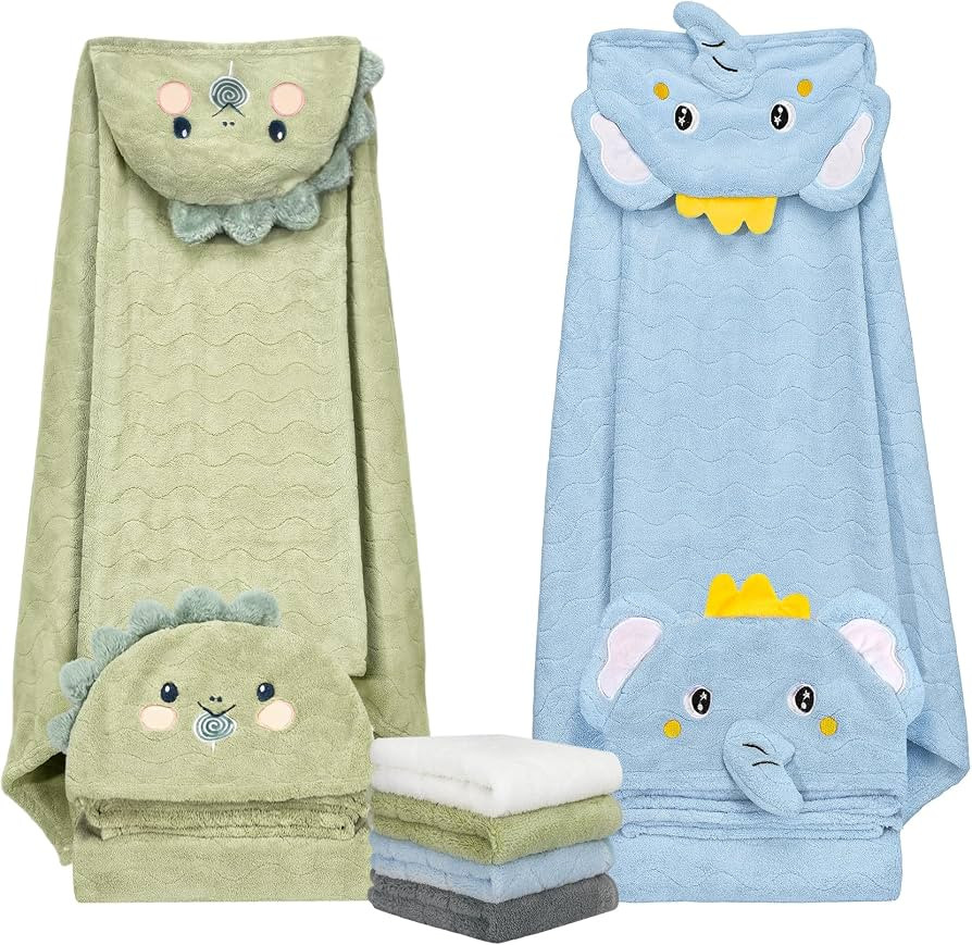6PCS Toddler Towels Set, 55 x 27in Baby Bath Towels for Newborn Essentials | Amazon (US)