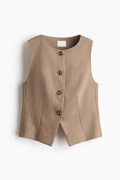 H&M Waistcoat in Dark Beige at Nordstrom, Size Medium | Nordstrom