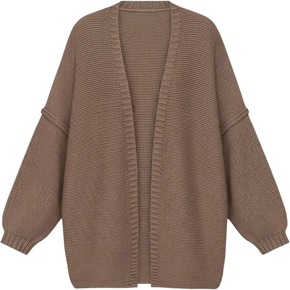 BTFBM Fall Cardigan Sweaters for Women Lightweight Casual Long Sleeve Ribbed Knit Sweater Solid O... | Amazon (US)