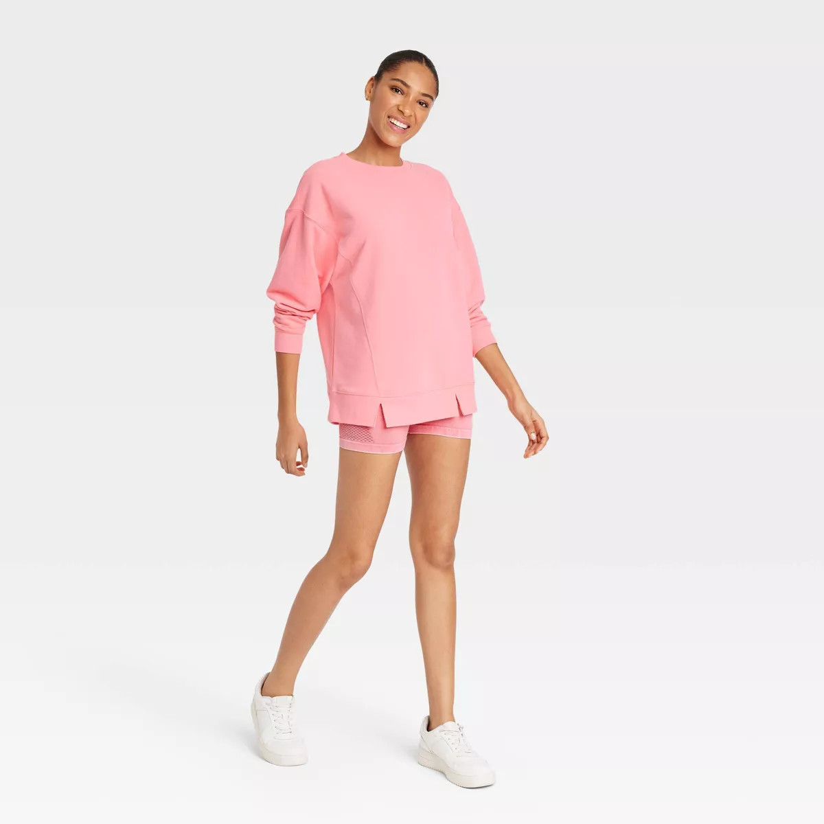 Women's French Terry Oversized Crewneck Sweatshirt - JoyLab™ Pink S | Target