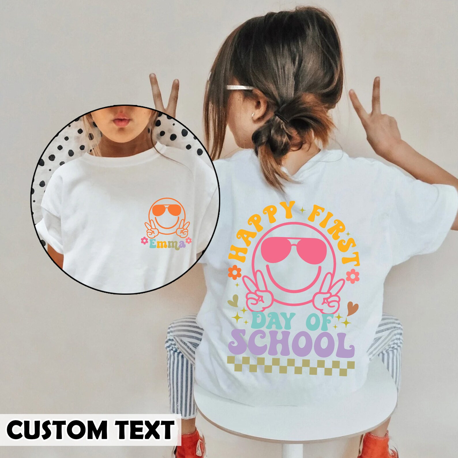 Kids Back to School Shirt, Happy First Day of School Shirt, Kids Name Shirt,  Personalized School... | Etsy (US)