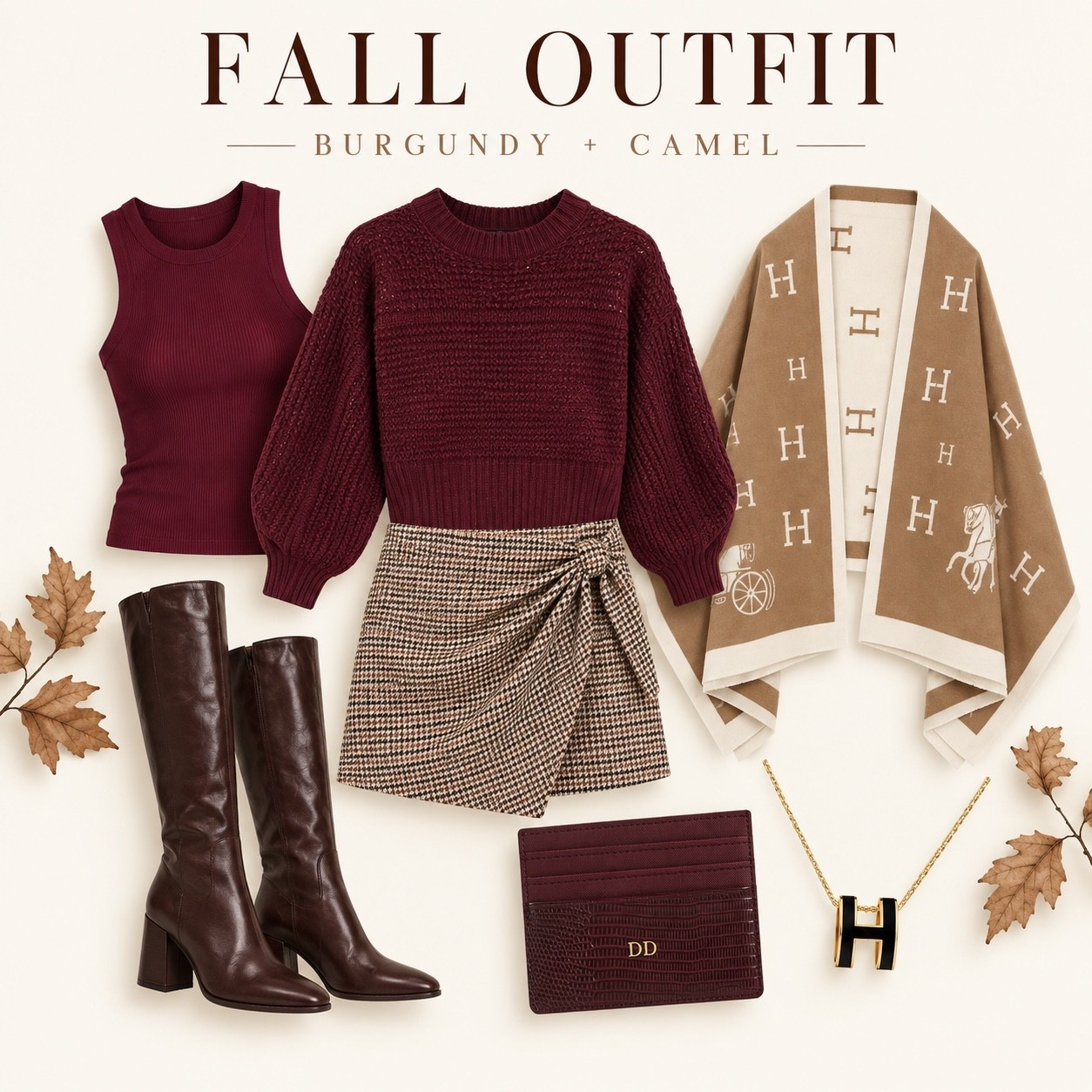 Burgundy & Camel Fall Outfit

A cozy burgundy knit, tailored wrap skirt, and tall brown boots make such a good fall combination. Add the camel wrap and a few gold details to finish the look. Shop the pieces here.

#LTKSaleAlert #LTKSeasonal #LTKootd