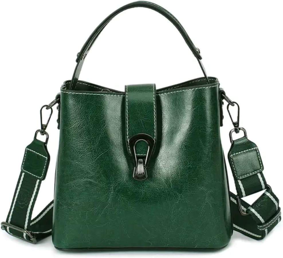 Women Genuine Real Leather Bucket Hobo Handbag, Vintage Fashion Top handle Satchel Crossbody Bag ... | Amazon (US)