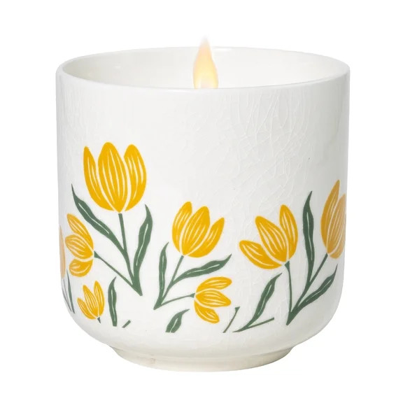 Better Homes and Gardens Fluted Jar Candle, Salted Coconut Mahogany, Yellow Flower Toss, 8 oz | Walmart (US)