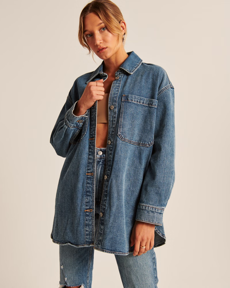 Oversized Denim Shirt Jacket | Abercrombie & Fitch (US)