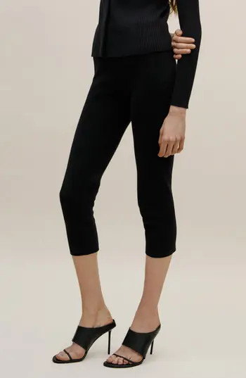MANGO Cotton Knit Capri Pants in Black at Nordstrom Rack, Size Small | Nordstrom Rack