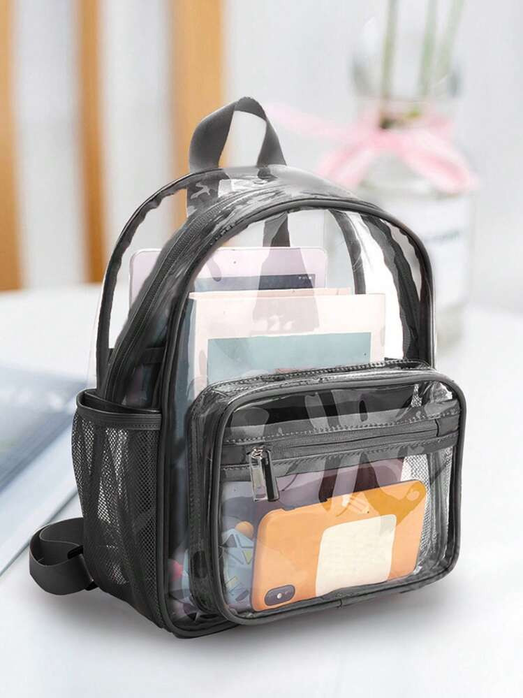 Transparent PVC Backpack, Transparent College Style Backpack, With Thick Shoulder Straps, Suitabl... | SHEIN