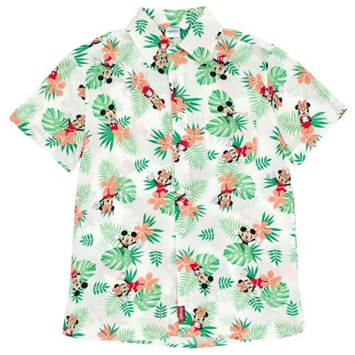 Disney Mickey Mouse Minnie Hawaiian Matching Family Hawaiian Button Down Shirt Mens Shirt Medium | Amazon (US)