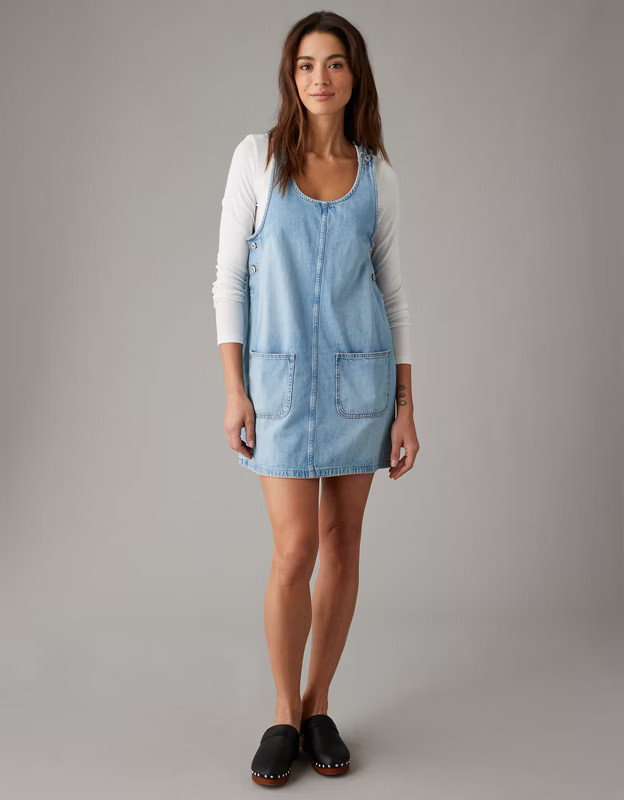 AE Denim Pinafore Dress | American Eagle Outfitters (US & CA)