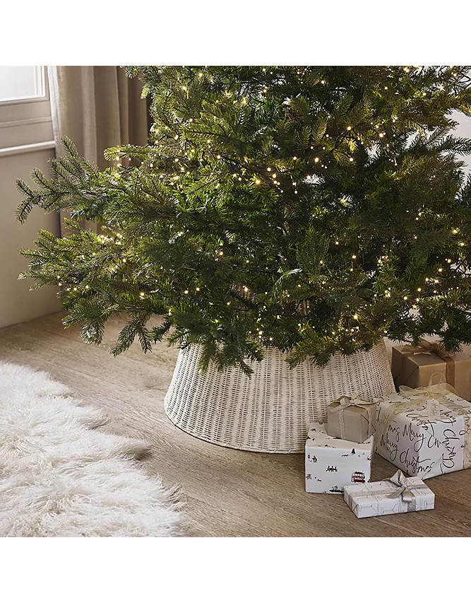 Whitewashed Rattan Braided Christmas Tree Skirt | The White Company UK & ROW