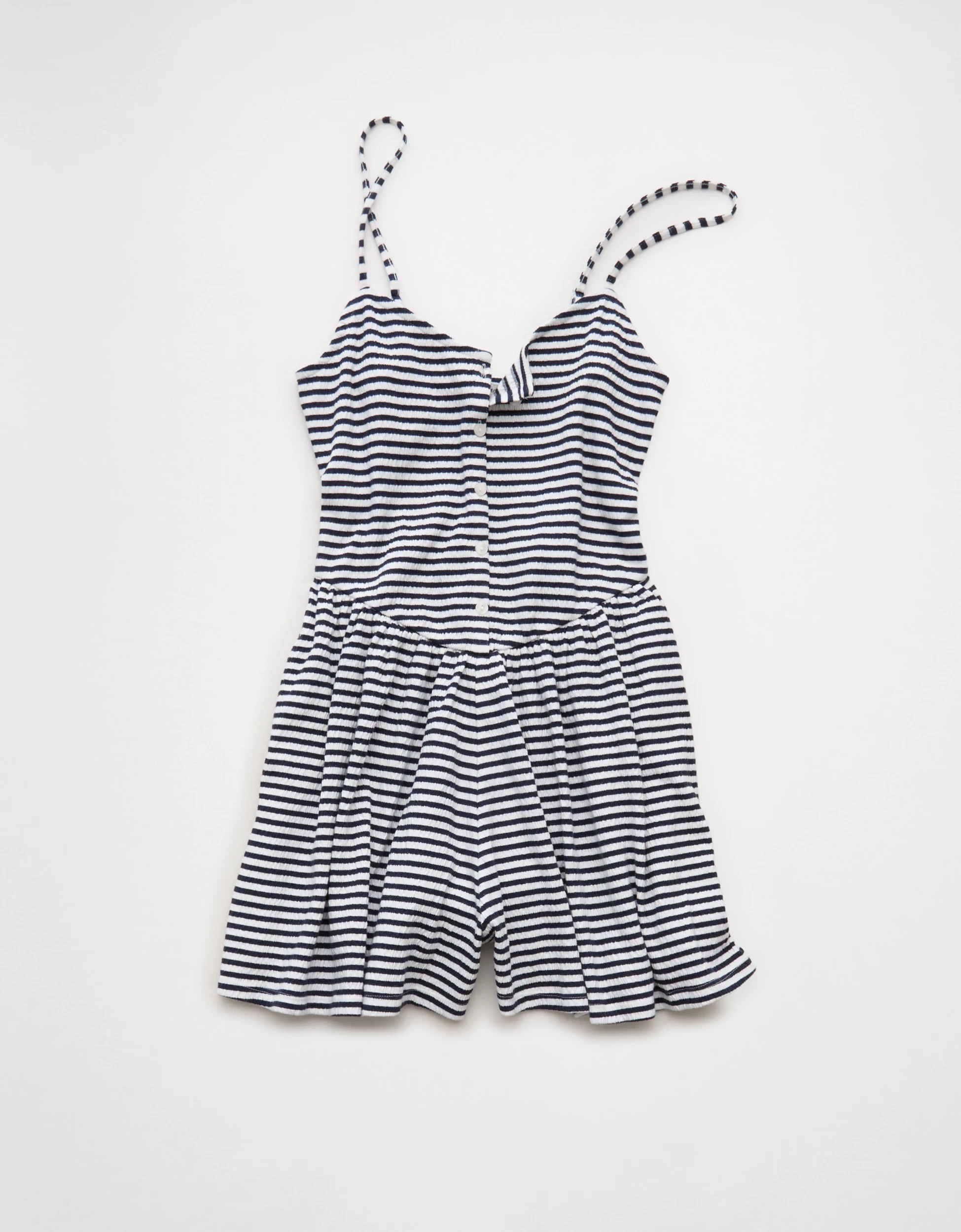 AE Button-Up Textured Knit Romper | American Eagle Outfitters (US & CA)