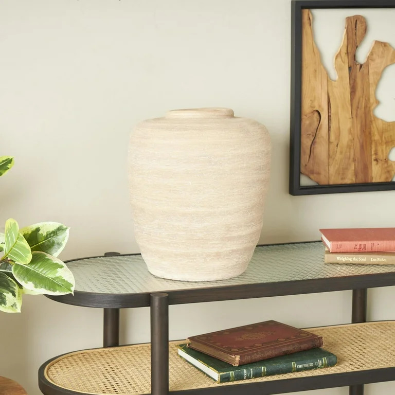 DecMode 16" Wide Textured Terracotta Beige Ceramic Vase | Walmart (US)