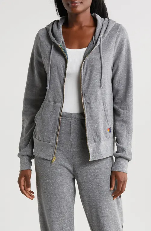 Aviator Nation Bolt Zip Hoodie in Heather Grey at Nordstrom, Size X-Large | Nordstrom
