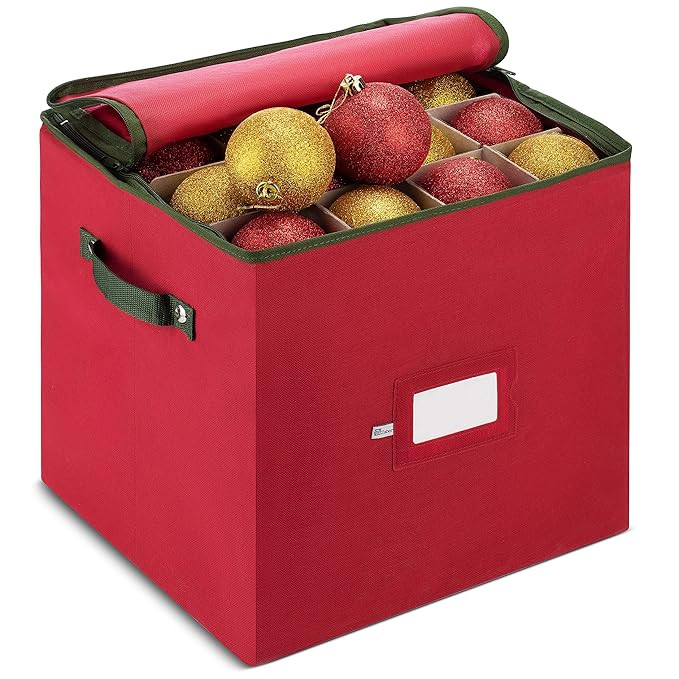 ZOBER Christmas Ornament Storage Box with Zippered Closure - Protect & Keeps Safe Up to 64 Holida... | Amazon (US)