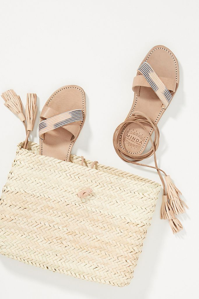 Minda Tasseled Ankle-Tie Sandals | Anthropologie (US)