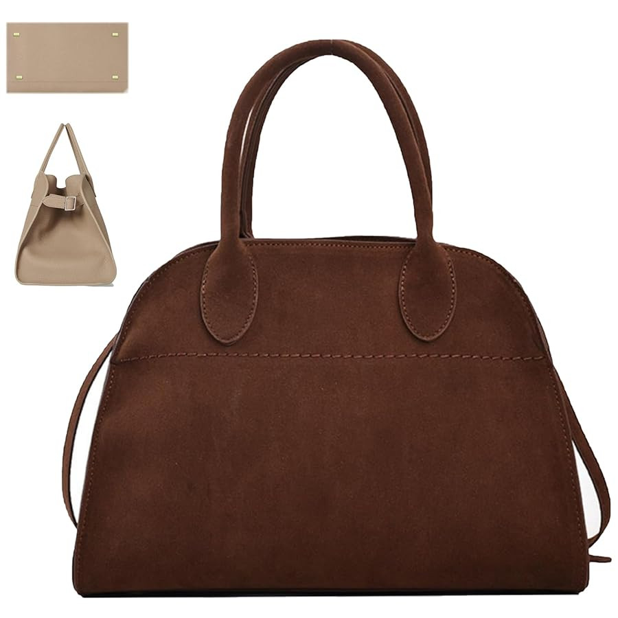 Row Soft Leather Bag, The 2025 Leather Tote Bags for Women Retro Top-handle Bag Trendy Work Bag L... | Amazon (US)