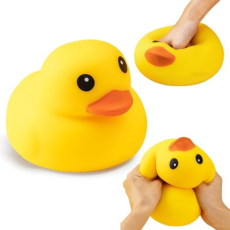 Duck Squishy Squeeze Toy - Cute Stress Relief Toy for Adults | Soft Rubber Sensory Toys for Anxie... | Amazon (US)