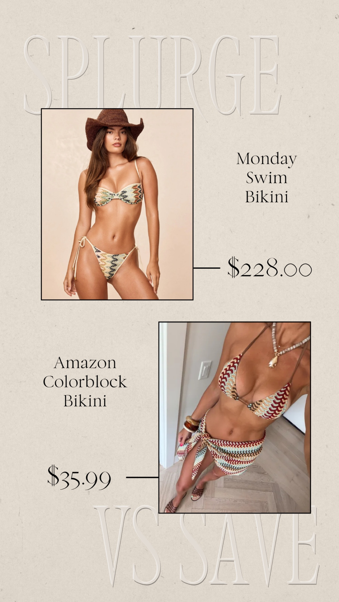 Splurge vs Save | Monday Swimsuit | Amazon Colorblock Swimsuit 

#LTKSeasonal #LTKSwim #LTKootd