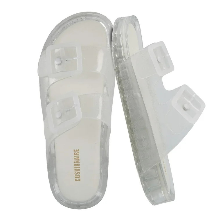 Cushionaire Pool Slides For Women Waterproof Double Buckle Adjustable Slip-On Womens Sandals For ... | Walmart (US)