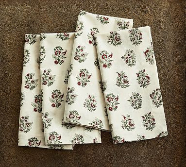 Sophia Floral Block Print Cotton Napkins - Set of 4 | Pottery Barn (US)