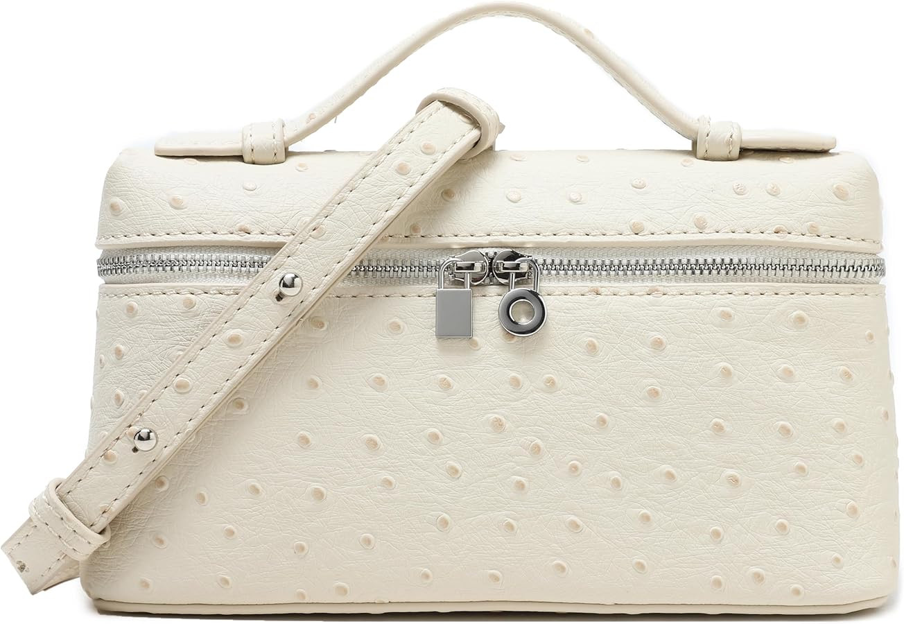 Crossbody Bag for Women Small Top Handle Handbag Ostrich Leather Shoulder Pouch Purse | Amazon (US)