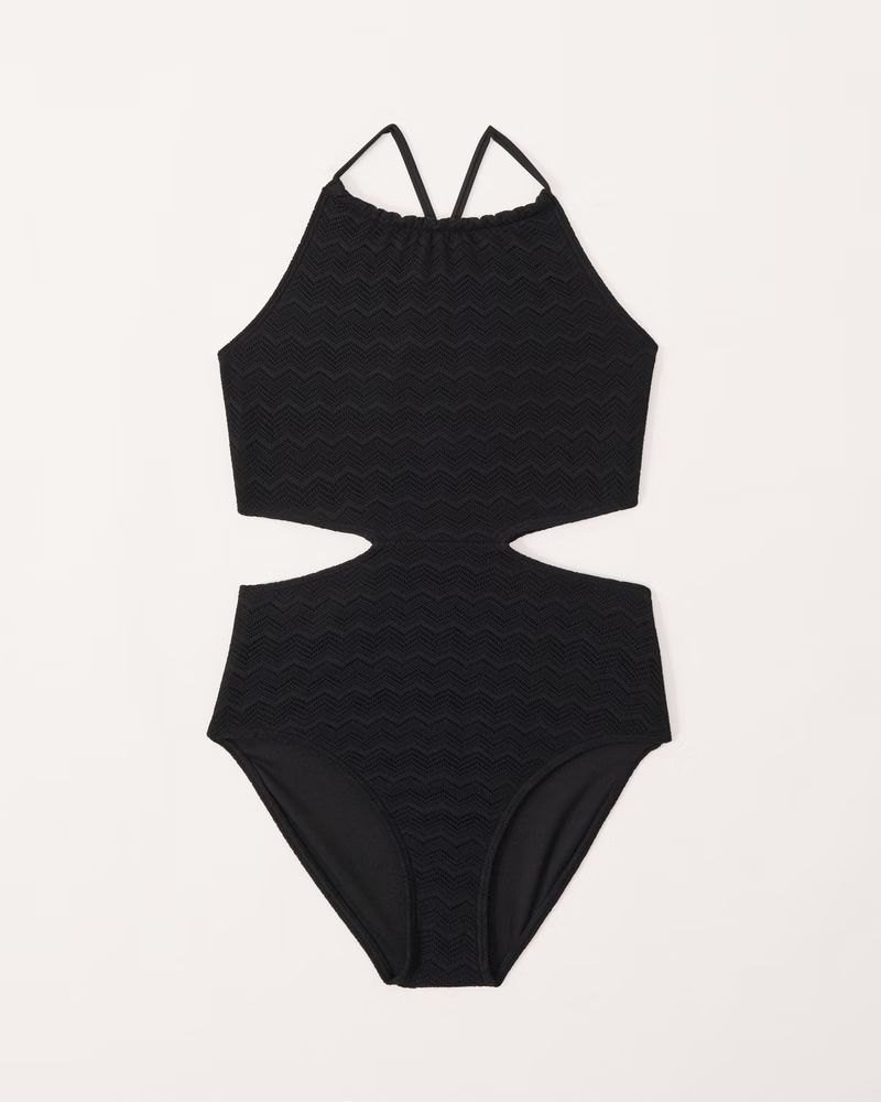 high-neck cutout one-piece swimsuit | Abercrombie & Fitch (US)