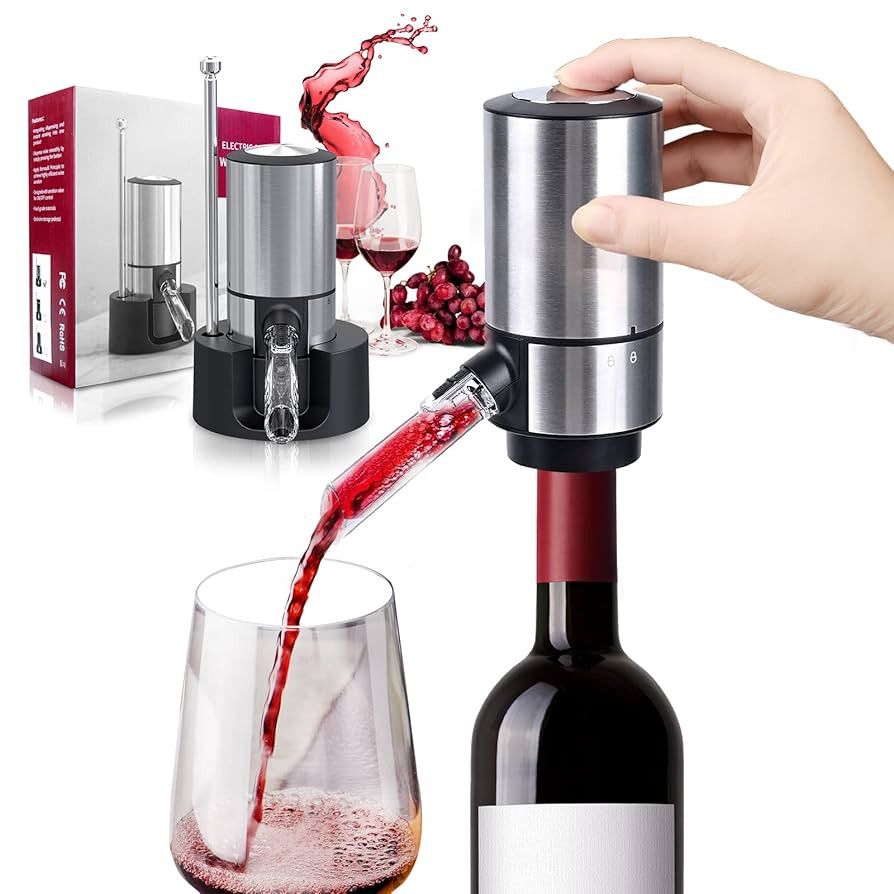 Wine Gifts-Wine Aerator Pourer-Rocyis Electric Wine Dispenser, One Touch Smart Wine Decanter w/St... | Amazon (US)