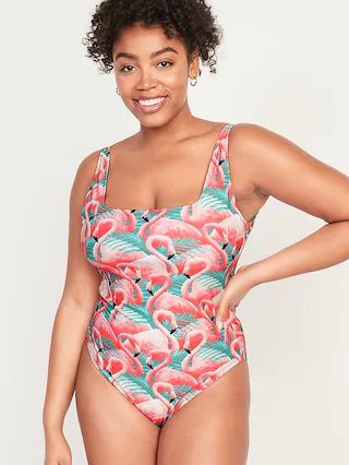 Square-Neck French-Cut One-Piece Swimsuit for Women | Old Navy (US)