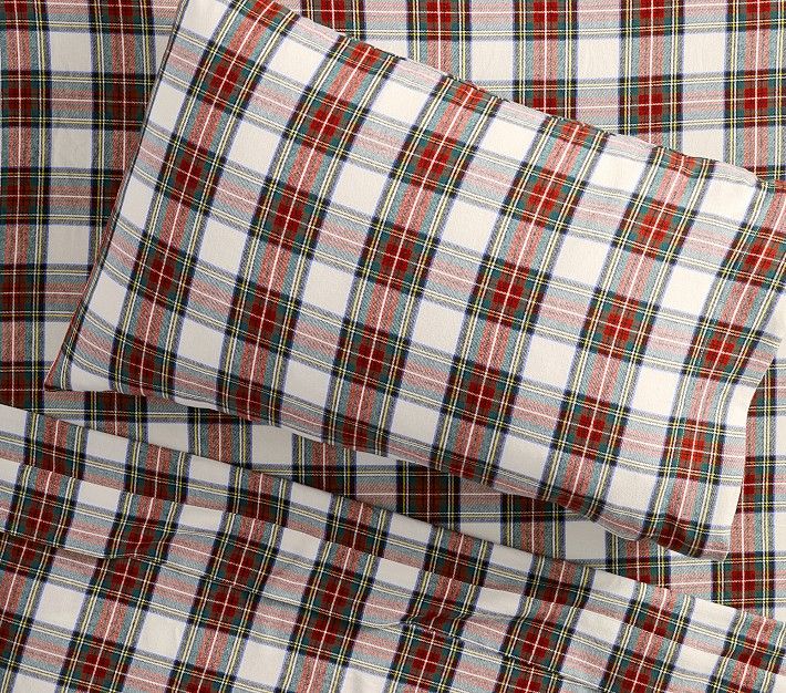 Stewart Plaid Flannel Sheet Set & Pillowcases | Pottery Barn Kids