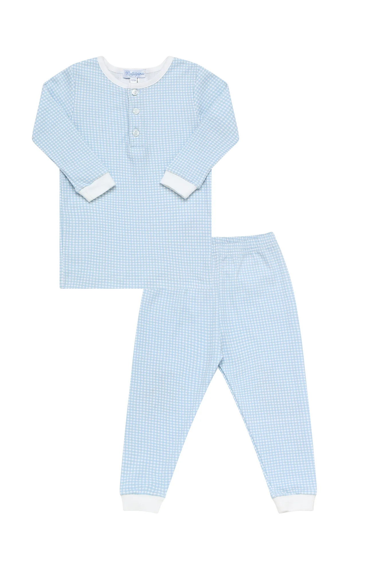 Blue Gingham Baby Pajamas | Nellapima
