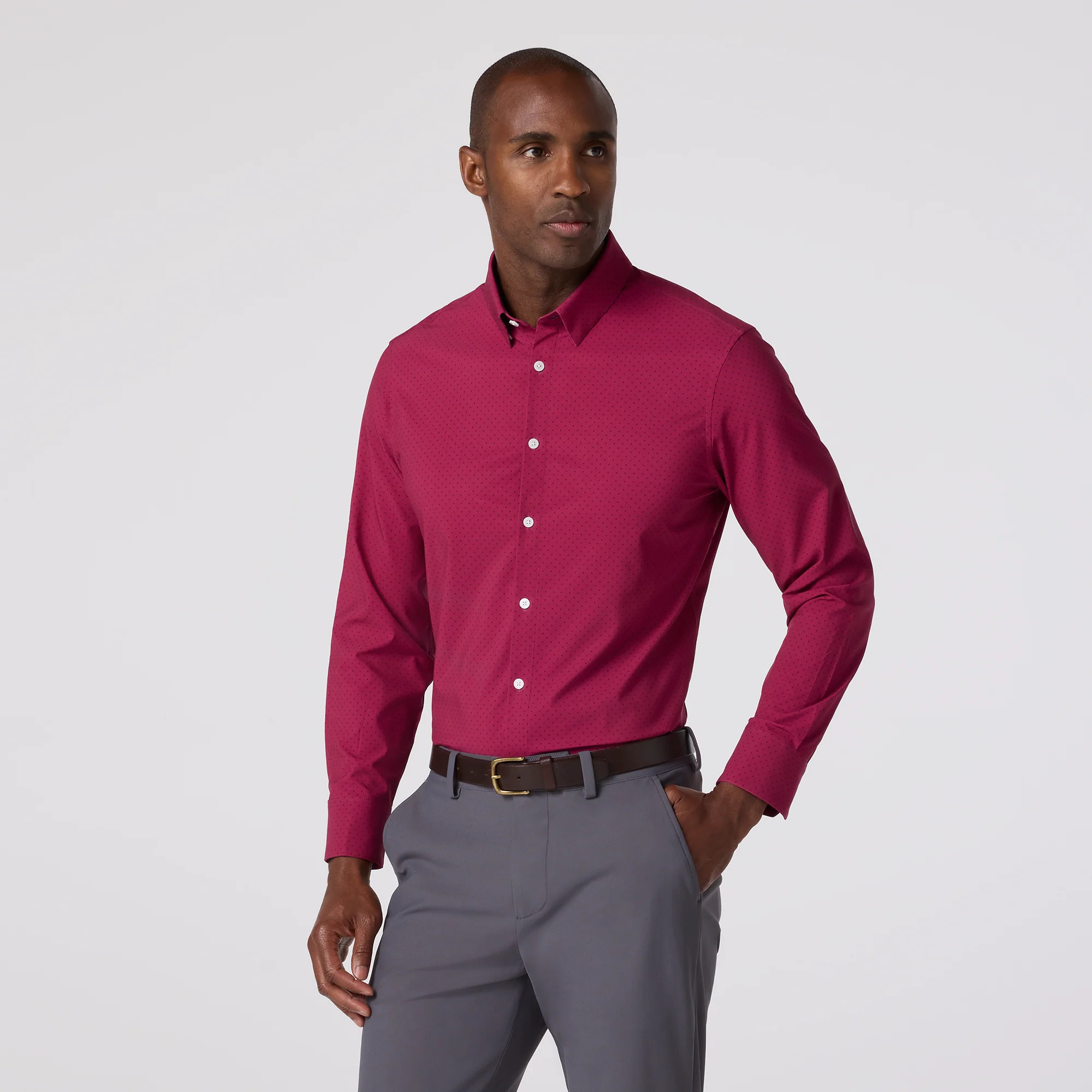 Leeward Dress Shirt - Mulberry Dot | Mizzen + Main