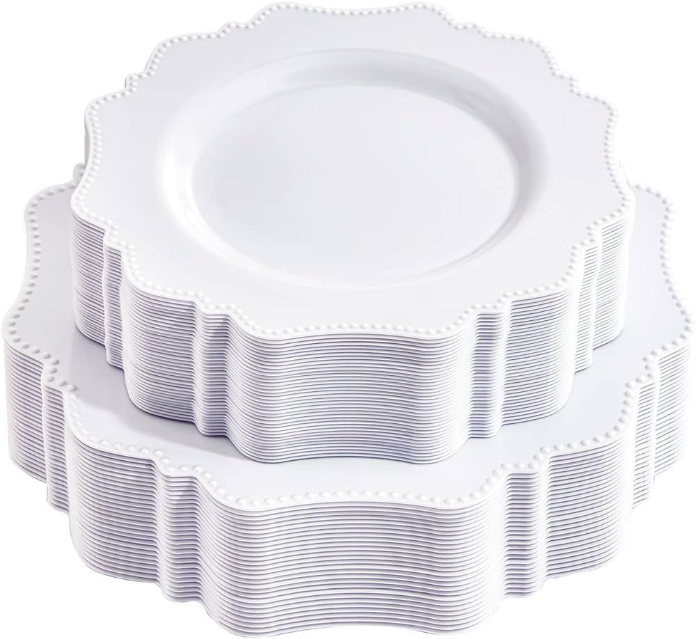 COLOSUS 60pcs White Disposable Plastic Plates-Heavy duty plate for party/wedding/anniversary 30 d... | Amazon (US)