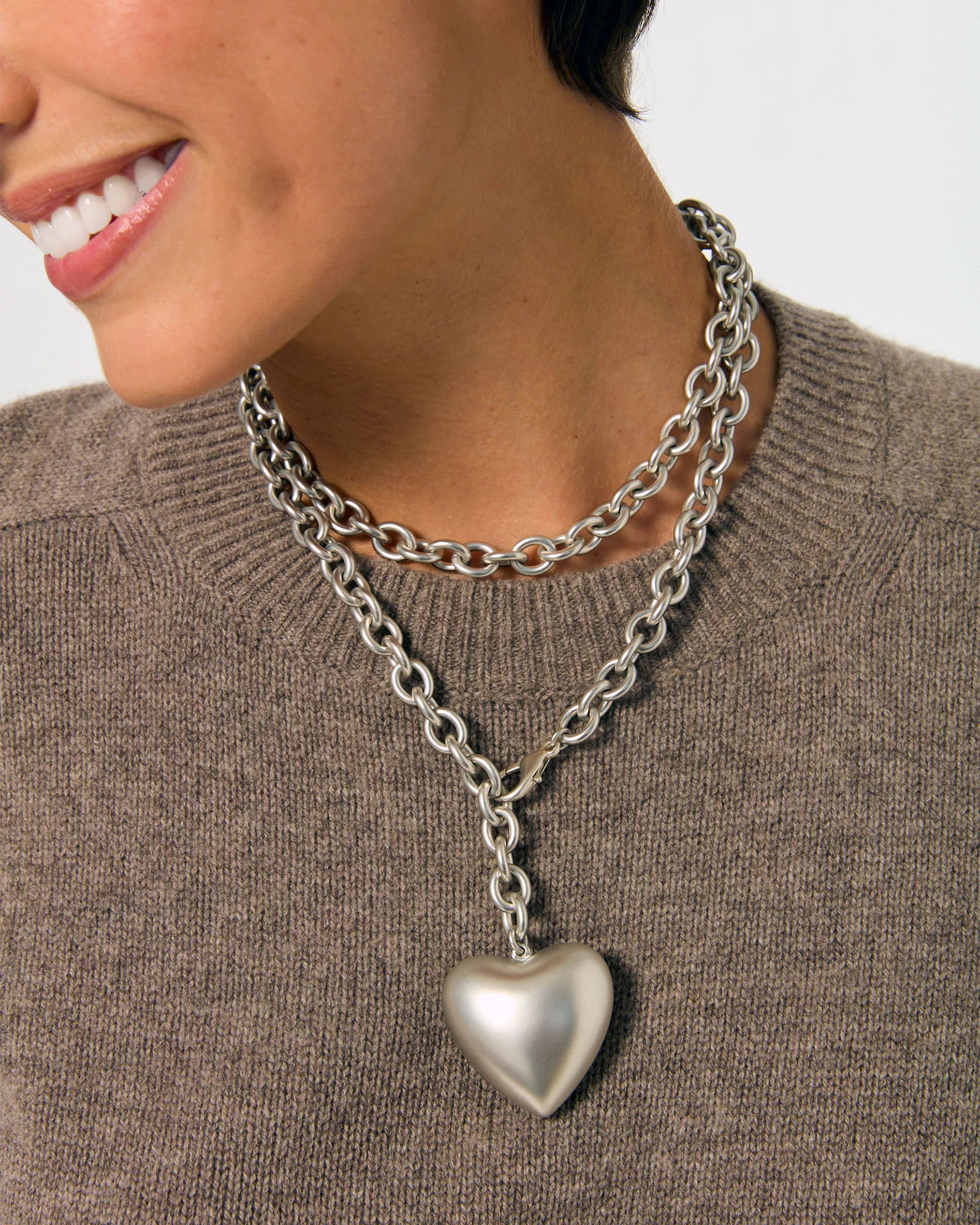 The Puffy Heart Necklace in Silver | Roxanne Assoulin
