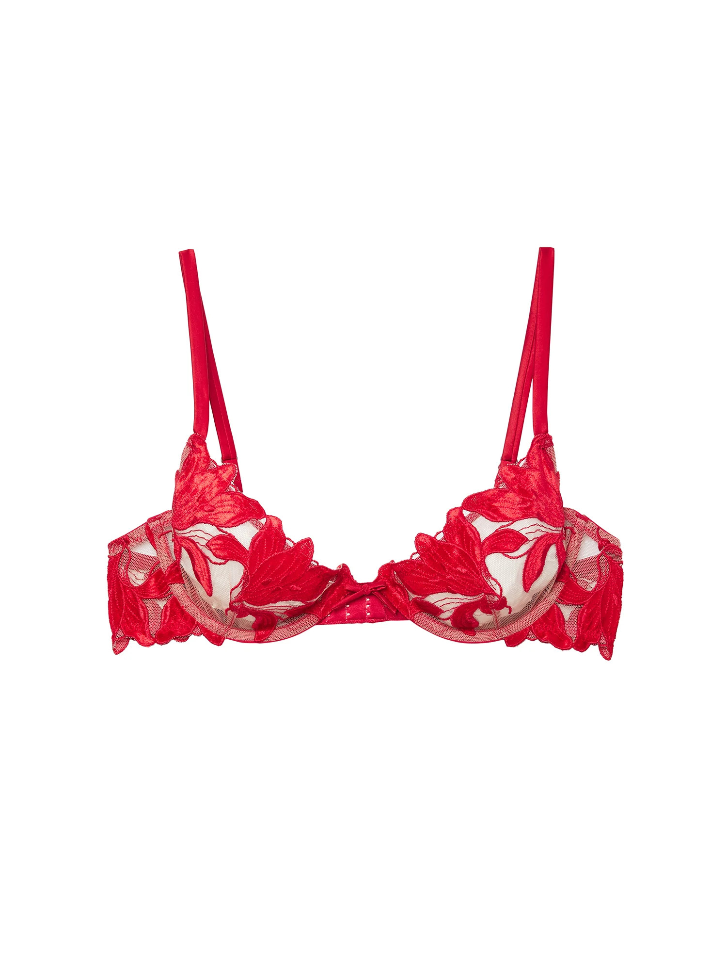 Fuller Cup Velvet Lily Embroidery Plunge Demi Bra | Fleur du Mal