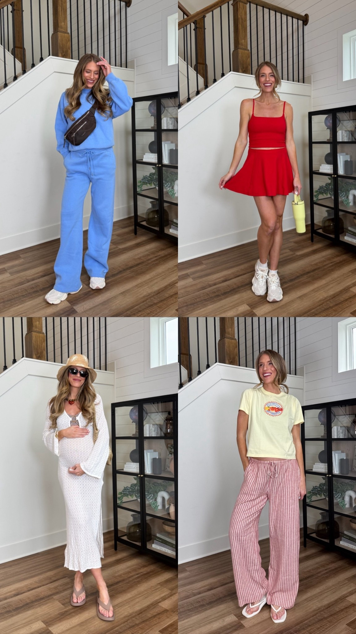 4 beach vacation looks that are cute with or without a bump! 🏝️🏝️ 

Sizing:
Medium tall in blue pants for bump
Medium in sweatshirt
Small tall in red stripe linen pants
Medium in tee
Medium tall in dress for bump but usually would get a small tall
Medium in active top an skort for bump
Medium in coverup for bump 
Medium in swimsuit (Linked both traditional and curve love option for my larger chested girls!) 🫶

#LTKootd #LTKTravel #LTKBump