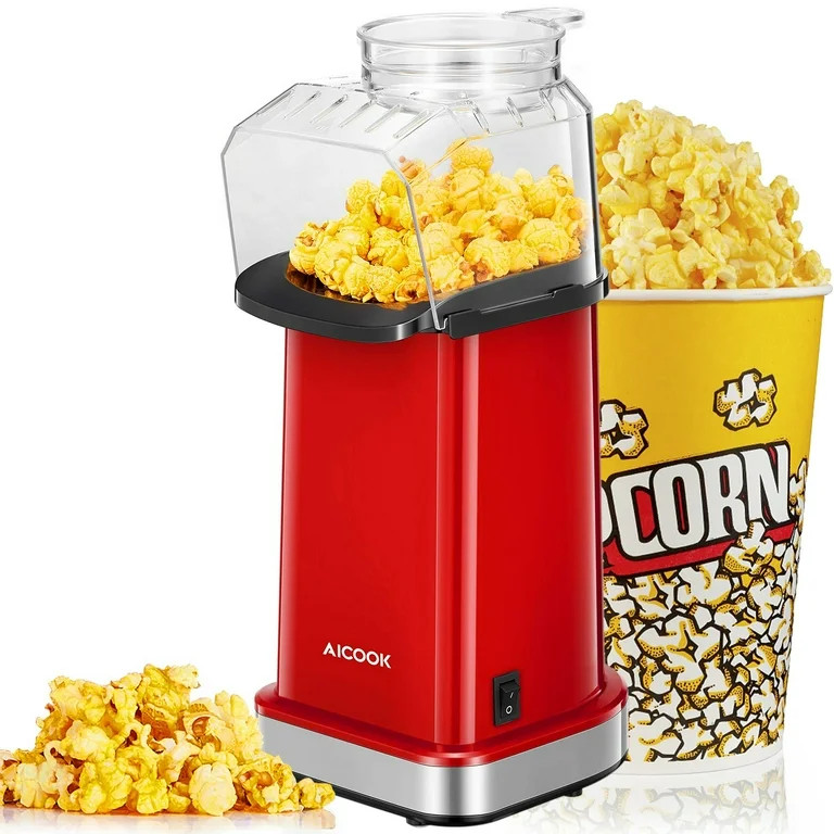 18cups Hot Air Popcorn Popper Maker, 1400W, Oil-Free, with Measuring Cup, Red | Walmart (US)
