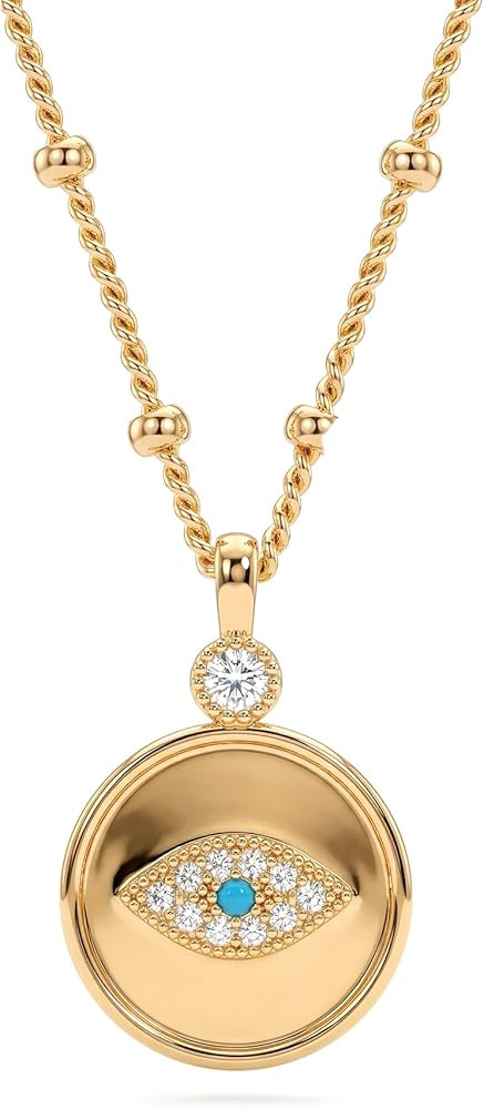 BENEIGE Gold Necklace for Women 14K Gold Plated Evil Eye Necklace Trendy Gold Pendant Necklace Je... | Amazon (US)
