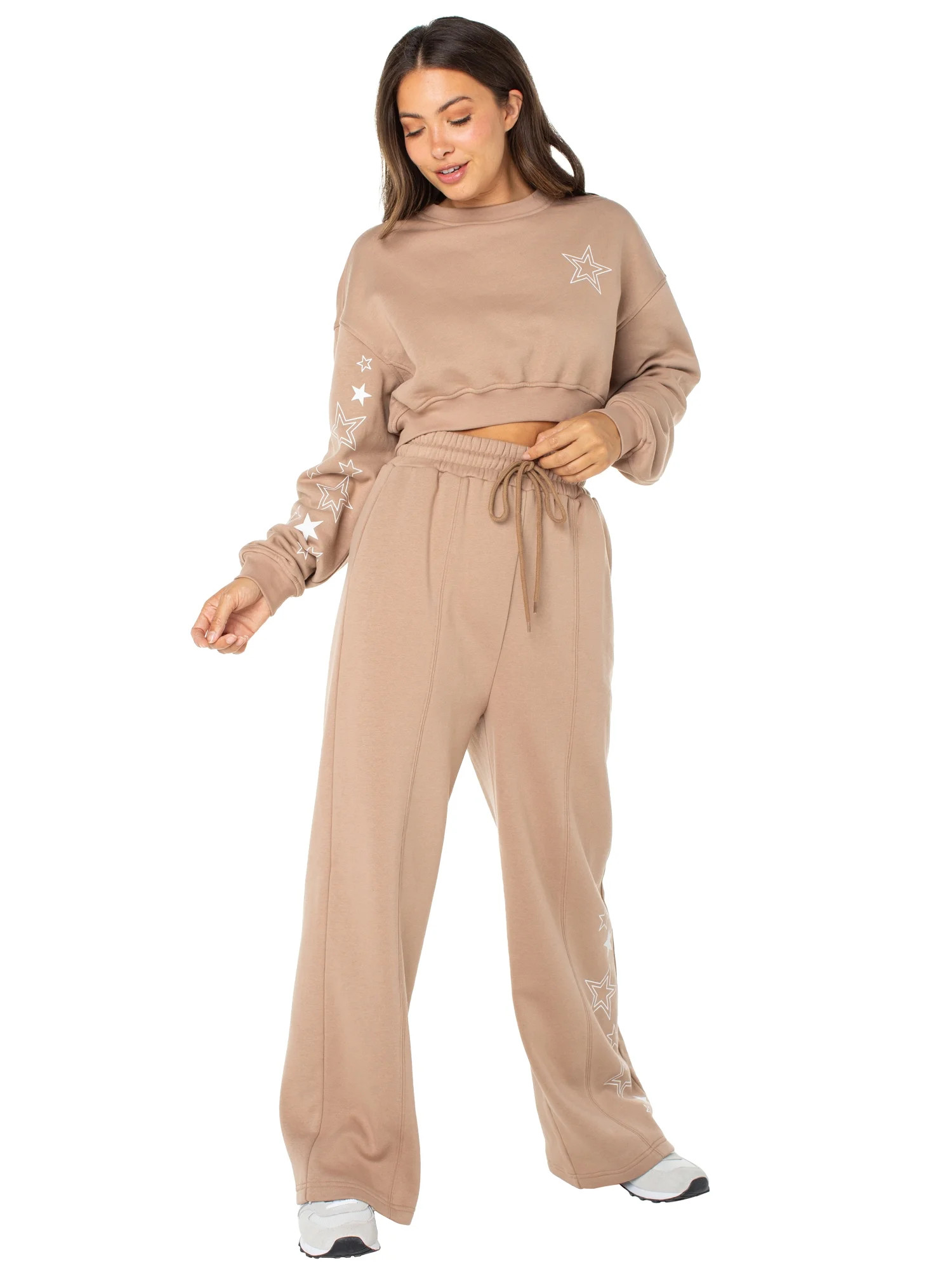 Celebrity Pink Juniors Sweater and Wide Leg Pants Set with Star Detail, Sizes XS-XXXL | Walmart (US)