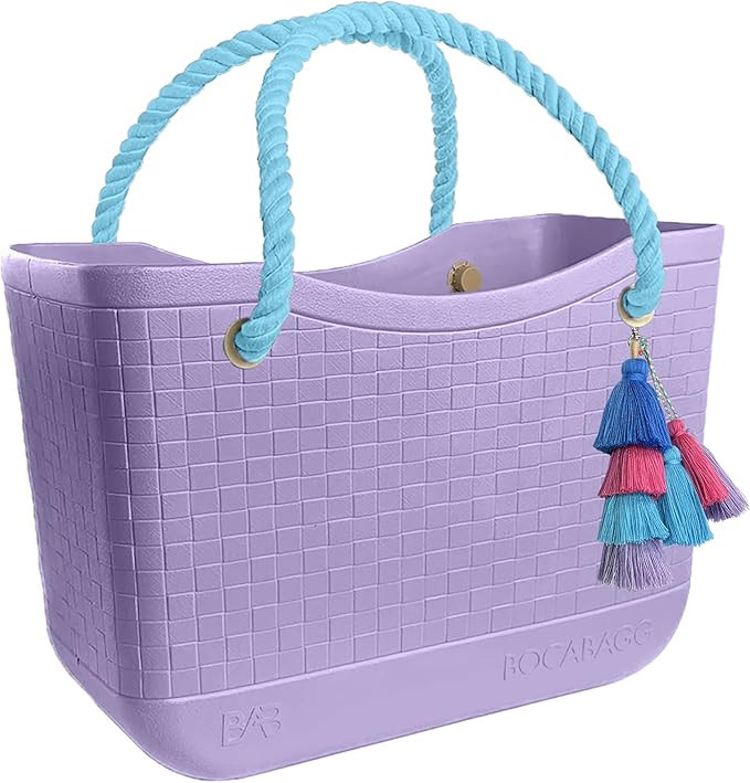 Large Open Rubber Tote Bag, Washable Beach Bags Waterproof Sandproof, Portable Outdoor Tote for S... | Amazon (US)