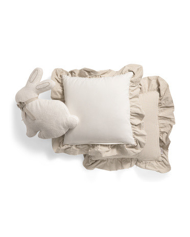 3pk Checked And Bunny Shaped Pillows | TJ Maxx