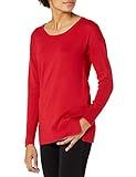 Amazon Essentials Women's Lightweight Long-Sleeve Scoopneck Tunic Sweater, Red, Large | Amazon (US)