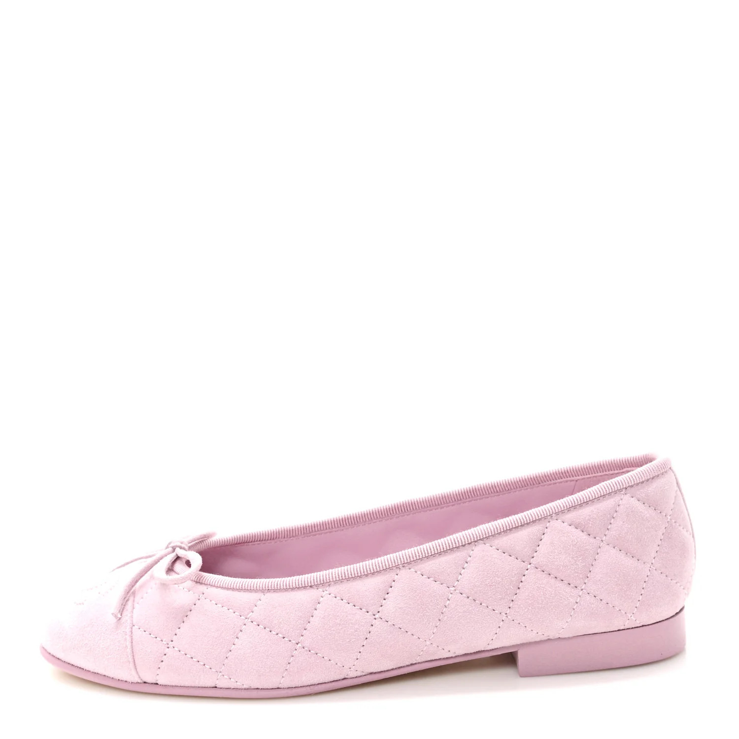 Chanel Suede Quilted Cap Toe CC Ballerina Flats 36 Light Pink 1875095 | FASHIONPHILE (US)