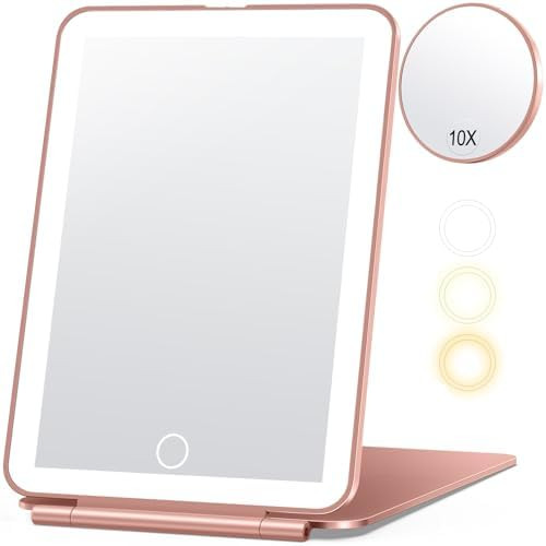 Rechargeable Travel Makeup Mirror, Vanity Mirror with 80LEDs, 3 Color Lighting, 2000mAh Battery, ... | Amazon (US)