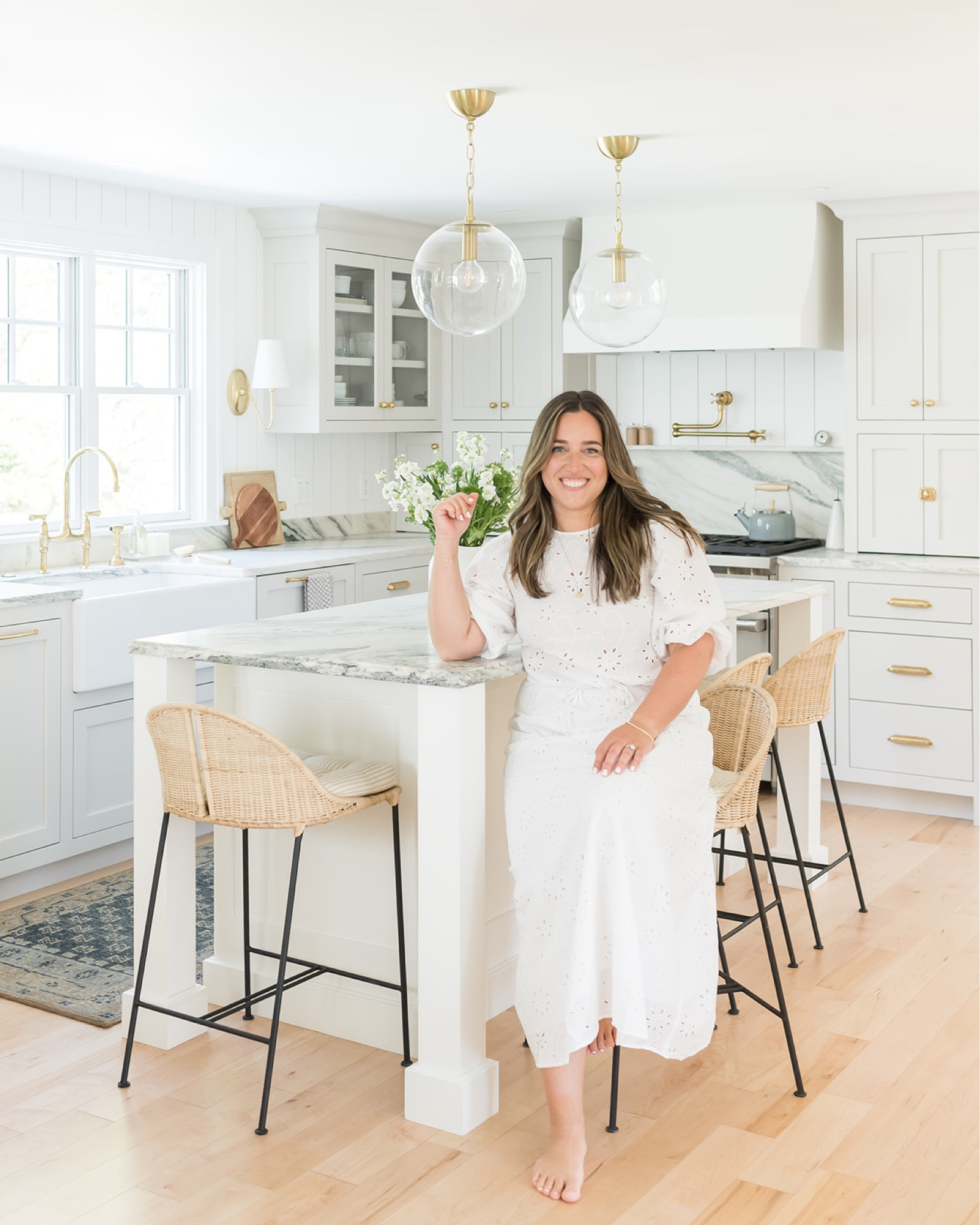 Creamy, neutral and timeless. Our kitchen goals were achieved with unlacquered brass fixtures, a touch of natural rattan and marble and a vintage look rug to add some depth. 

Shop the look and follow @pennyandpearldesign for more interior design and home style✨

#LTKstyletip #LTKhome #LTKFind