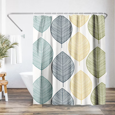 Americanflat 71" x 74" Shower Curtain, Leaves Multicolor by Lisa Nohren | Target